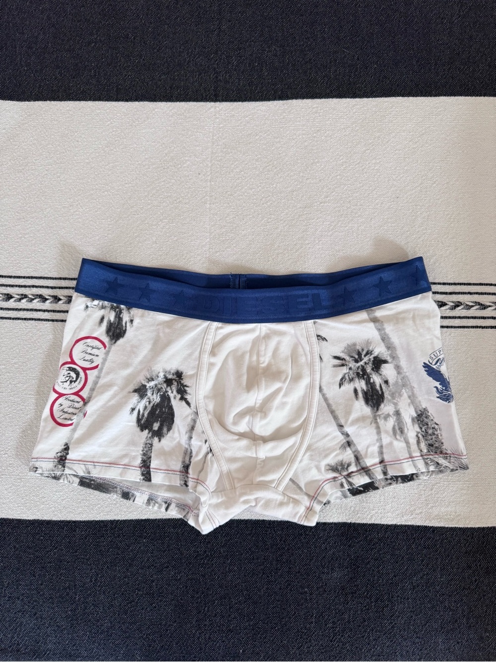 Diesel White and Blue Boxer Briefs size L